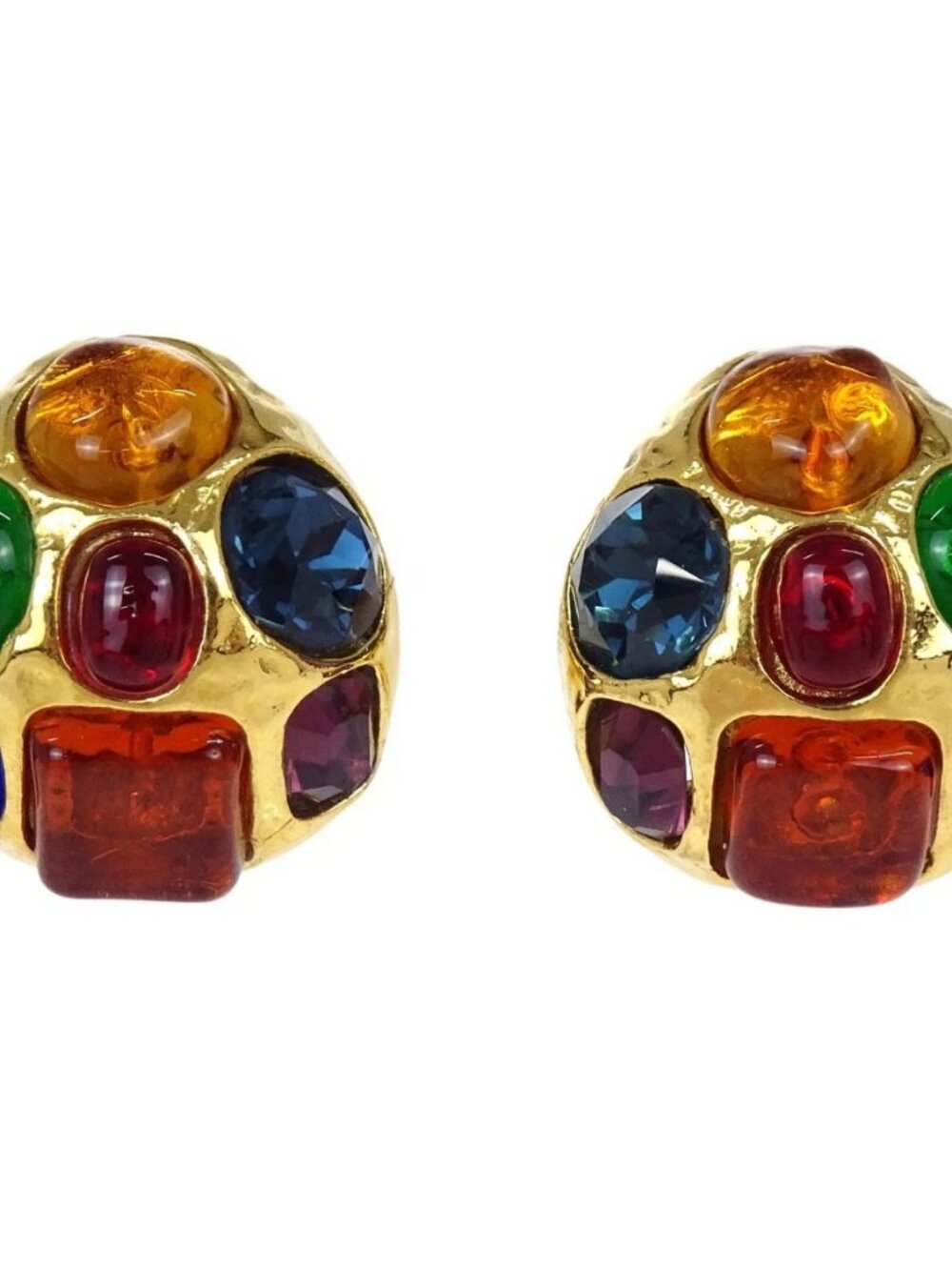 Chanel Teardrop Clip-On Earrings Gold Gripoix 26 168299